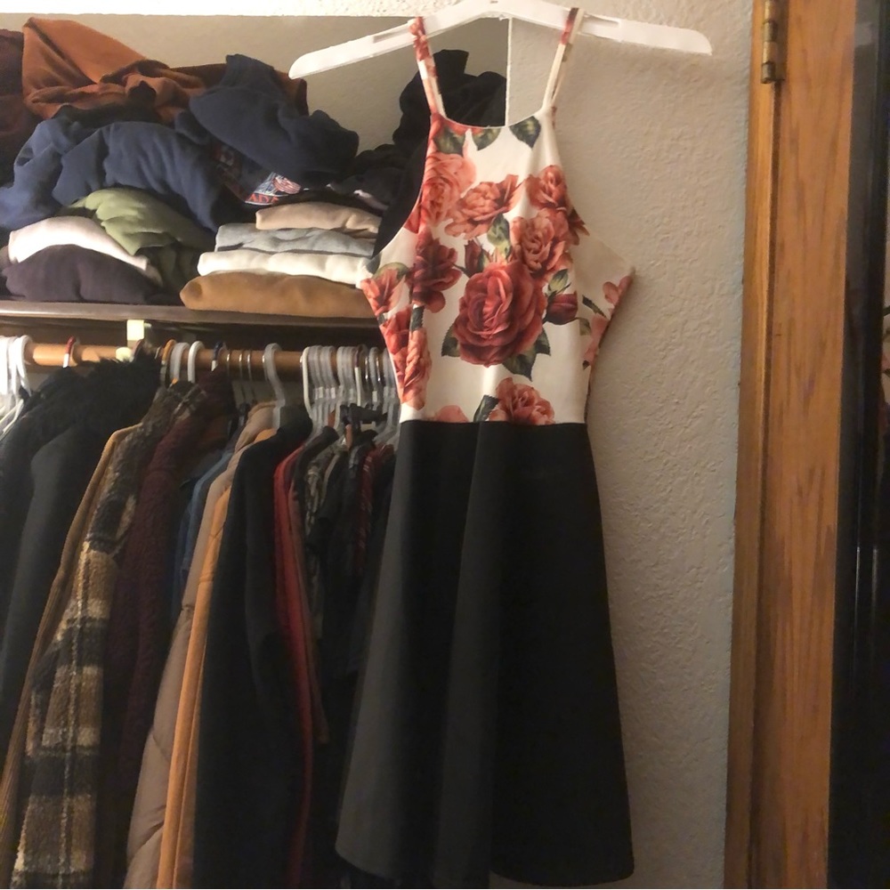 black rose mini halter dress sold
